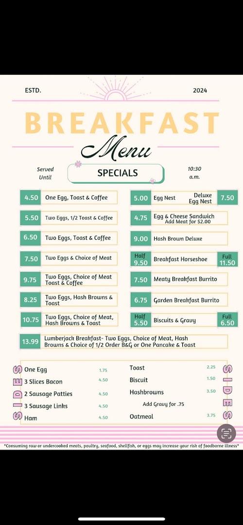 Morgan's Cafe Menu